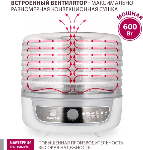Сушилка для овощей и фруктов Мастерица EFD-1002VM 3в1