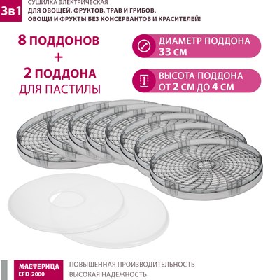 Сушилка для овощей и фруктов Мастерица EFD-2000 3в1