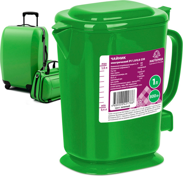 Электрочайник Мастерица ЭЧ-1.0/0.8-220З (зеленый)