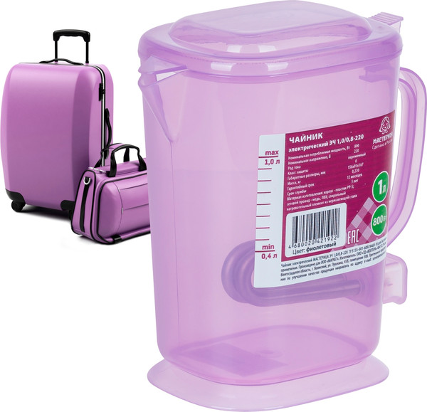 Электрочайник Мастерица ЭЧ-1.0/0.8-220 (сиреневый/прозрачный)