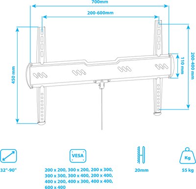 Кронштейн для телевизора Kromax Ultra Slim-100