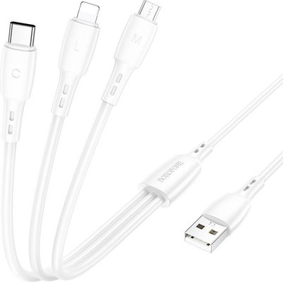 Кабель Borofone BX71 3в1 Lightning+Micro+Type-C - фото