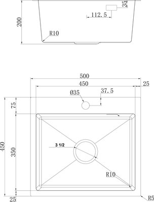 Мойка кухонная Ukinox PRB500.450-GT10C 0CW & S