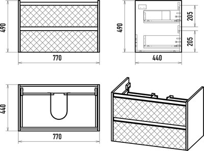 Тумба с умывальником Brevita Chester 80 / CHE-09080-49502Я+13080-KL