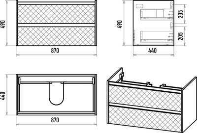 Тумба с умывальником Brevita Chester 90 / CHE-09090-49502Я+13090-KL