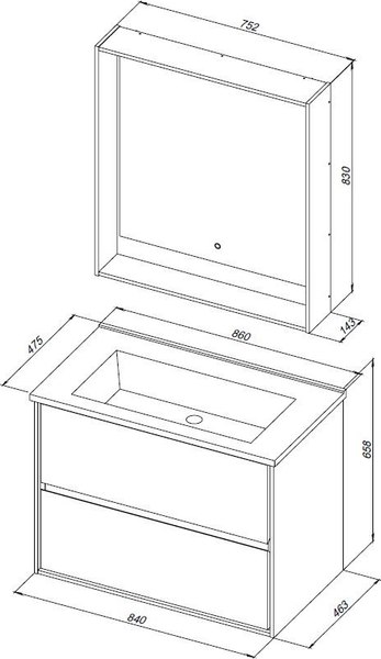 Тумба под умывальник Aquanet Милан 85 / 339967