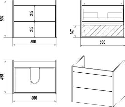 Тумба с умывальником Misty Monsour 60 / MON-09060-0102Я+9060MMB