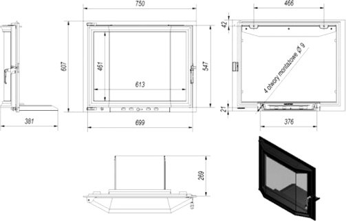Дверца каминная Kratki Amelia