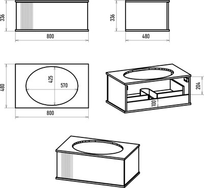 Тумба с умывальником Misty Savoy 80 / SAV-09080-0101Я+0116