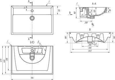 Тумба с умывальником Brevita Vega 70 / VEG-09070-0102Я+191645
