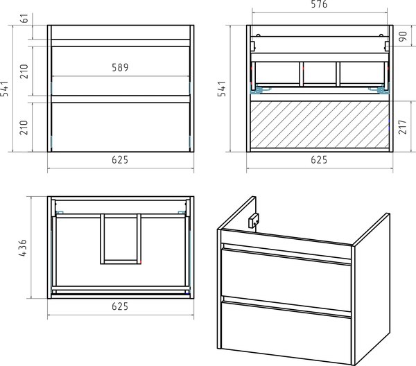 Тумба с умывальником Brevita Balaton 65 / BAL-06065-01-01П2Я+5001650