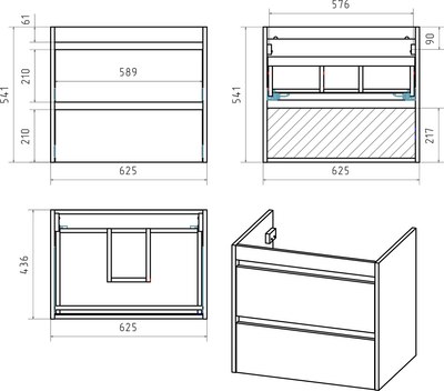 Тумба с умывальником Misty Balaton 65 / BAL-06065-03-012Я+5001650