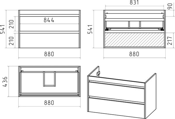 Тумба с умывальником Brevita Balaton 90 / BAL-06090-03-012Я+5224900
