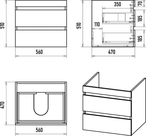 Тумба с умывальником Misty Коломбо 60 / П-Кол06060-011П2Я+5217120