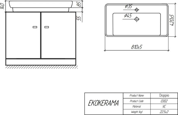 Тумба с умывальником Brevita Enfida 100 / ENF-06100-0843Я+0117