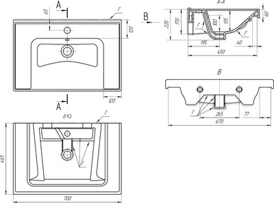 Тумба с умывальником Misty Dallas 70 / DAL-01070-074П+641600