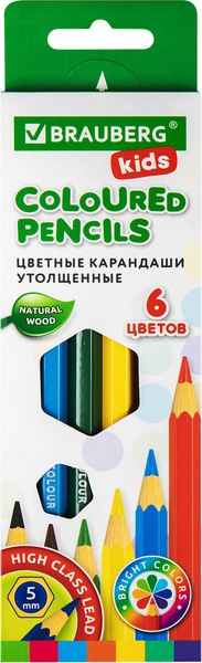 Набор цветных карандашей Brauberg Kids / 181877 - фото