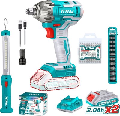 Аккумуляторный гайковерт TOTAL TIWLI2038+лампа переносная аккумул.TWLI35261 / TOSLI231004 - фото