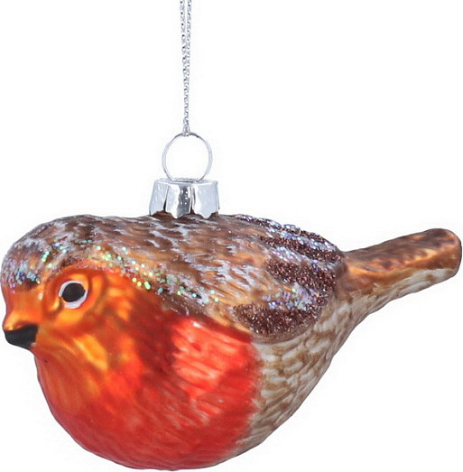 Елочная игрушка Gisela Graham All Glass. Снегирь / 02401 - фото