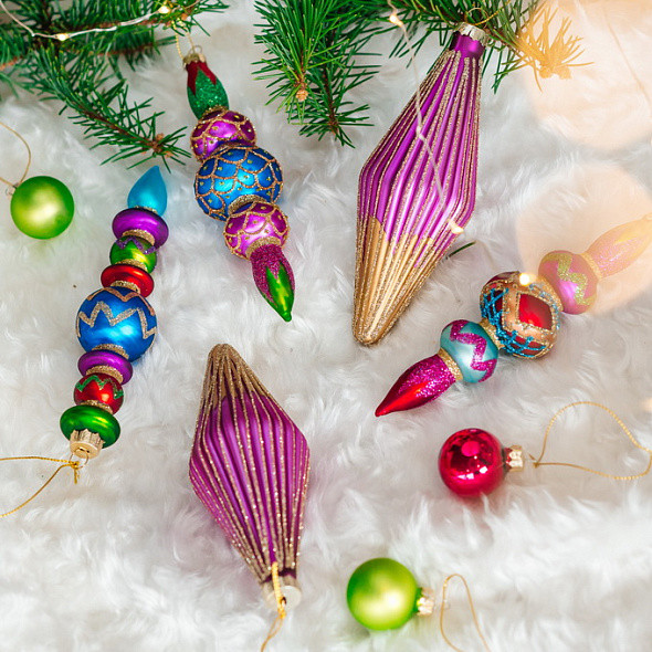 Елочная игрушка Gisela Graham Fairy Tales. Разноцветная сосулька / 01723