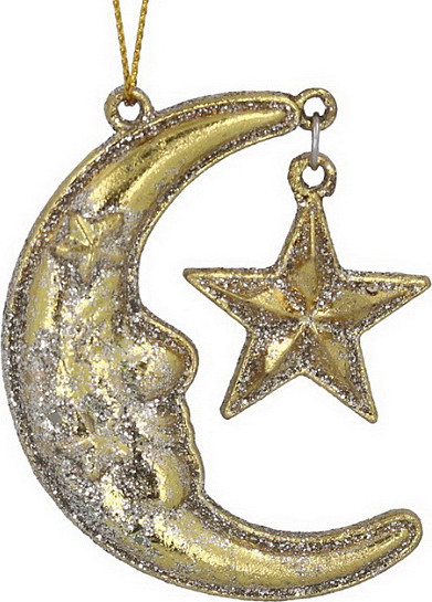 Елочная игрушка Gisela Graham Celestial. Луна с золотой звездой / 16533 - фото