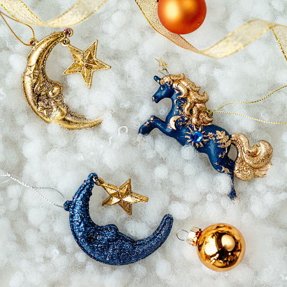 Елочная игрушка Gisela Graham Celestial. Луна с золотой звездой / 16533