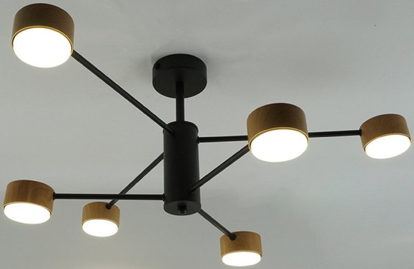 Люстра Estares Gusta 6xGX53 R-780x300-BLACK/WOOD-IP20 - фото