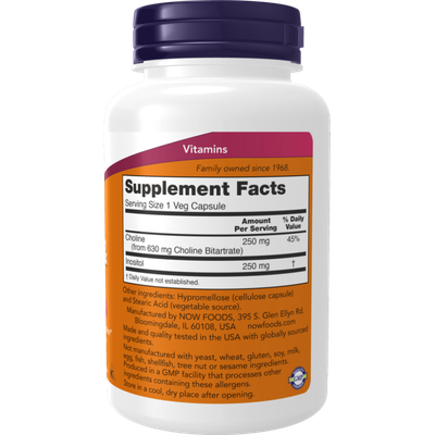 Мультивитаминный комплекс NOW Choline & Inositol 250/250mg