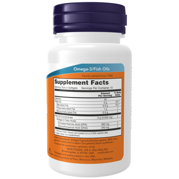 Жирные кислоты NOW Omega-3 30%