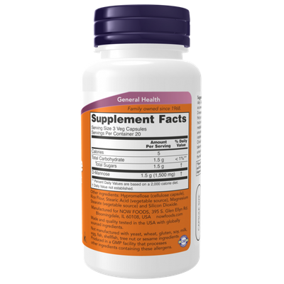 Пищевая добавка NOW D-Mannose 500мг