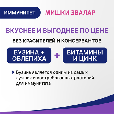 Комплексная пищевая добавка Эвалар Бэби Формула Мишки Иммунитет