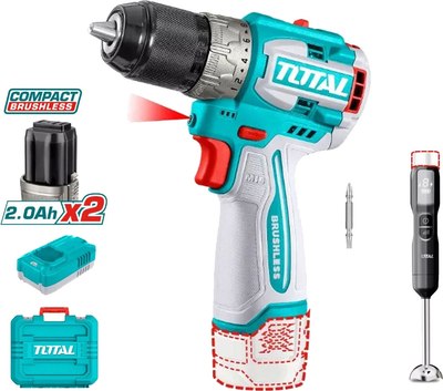 Аккумуляторная дрель-шуруповерт TOTAL TDLI16681+погружной блендер TJB047K / TCKLI1628 - фото