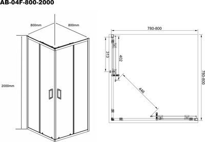 Душевой уголок Aquabath AB-04F-800-2000