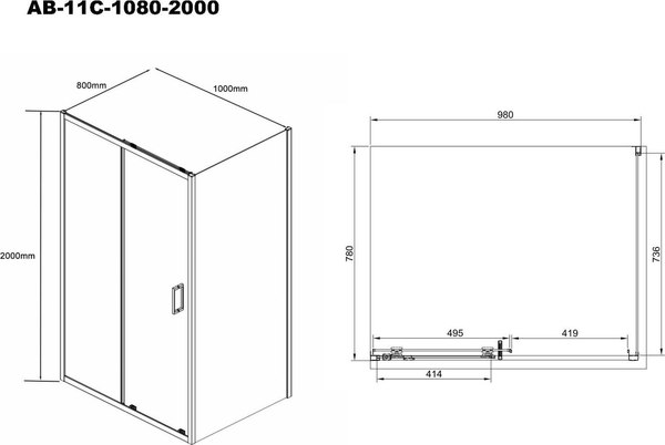 Душевой уголок Aquabath AB-11C-1080-2000