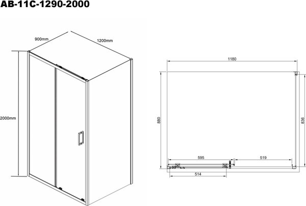 Душевой уголок Aquabath AB-11C-1290-2000