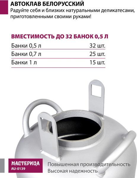 Автоклав для консервирования Мастерица Белорусский AU-0139 (39л)