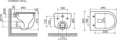 Унитаз подвесной Ceramica Nova Ulma Торнадо CN4006TMB