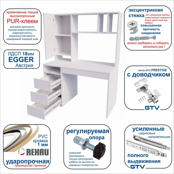 Письменный стол ВерсоМебель СП-3 Премиум 1610x1200-626