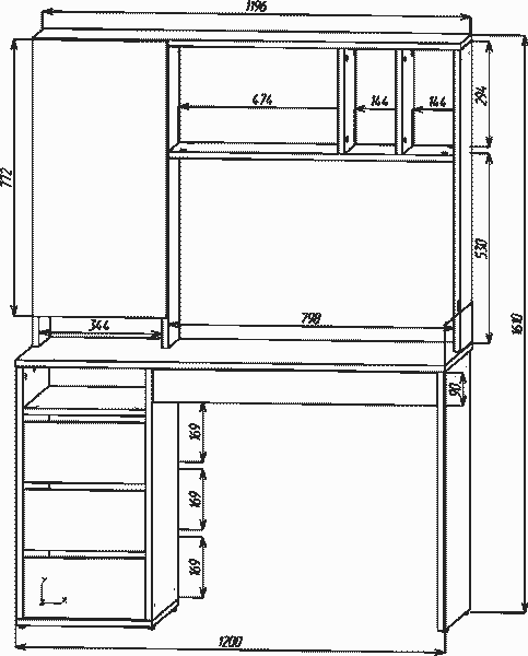Письменный стол ВерсоМебель СП-3 Премиум 1610x1200-626