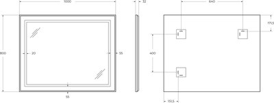 Зеркало BelBagno SPC-KRAFT-1000-800-SENS-NERO