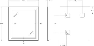Зеркало BelBagno SPC-KRAFT-700-800-SENS-NERO