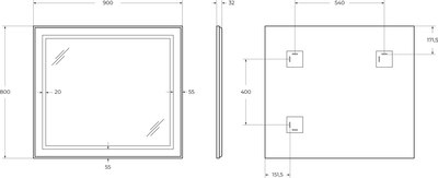 Зеркало BelBagno SPC-KRAFT-900-800-SENS-AL