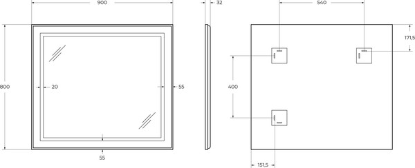 Зеркало BelBagno SPC-KRAFT-900-800-SENS-NERO