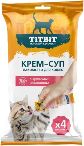 Лакомство для кошек TiTBiT Крем-суп с кусочками телятины / 26267 - фото