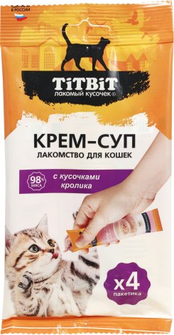 Лакомство для кошек TiTBiT Крем-суп с кусочками кролика / 26281 - фото