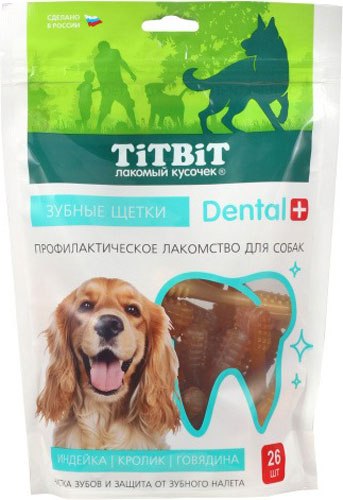 Лакомство для собак TiTBiT Dental+ Зубные щетки с мясом кролика / 26465 - фото