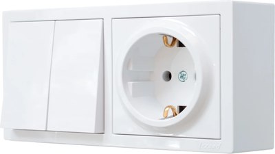 Блок выключатель+розетка Lezard Leto 752-0200-170BKP