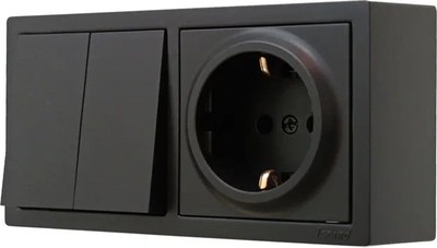 Блок выключатель+розетка Lezard Leto 752-4200-170BKP