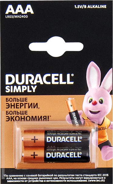 Комплект батареек Duracell LR03/MN2400 AAA Simply - фото