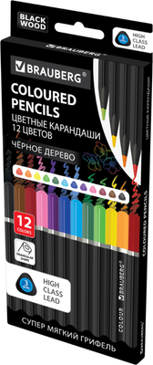 Набор цветных карандашей Brauberg Black Wood / 181948 - фото